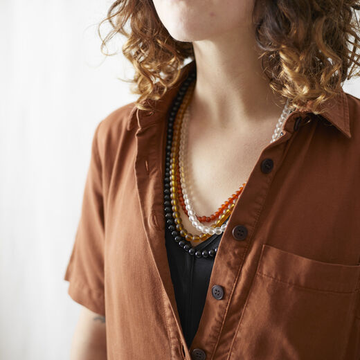 Amber recycled glass necklace